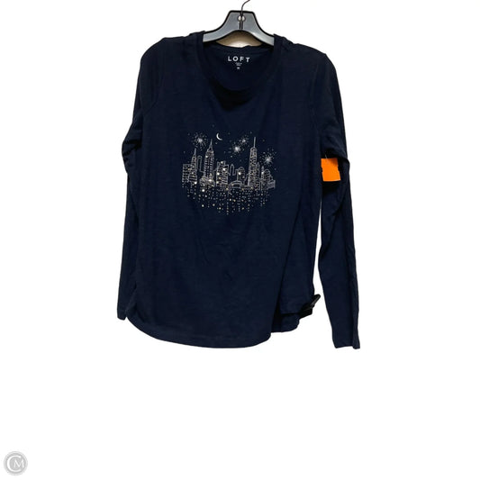 Top Long Sleeve Basic By Loft In Navy, Size: M
