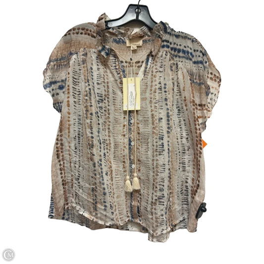 Top Short Sleeve By Clothes Mentor In Blue & Tan, Size: S