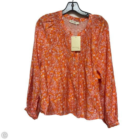 Top Long Sleeve By Clothes Mentor In Orange & White, Size: S