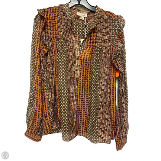 Top Long Sleeve By Clothes Mentor In Green & Orange, Size: S