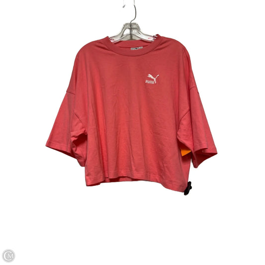 Athletic Top Short Sleeve By Puma In Pink, Size: L