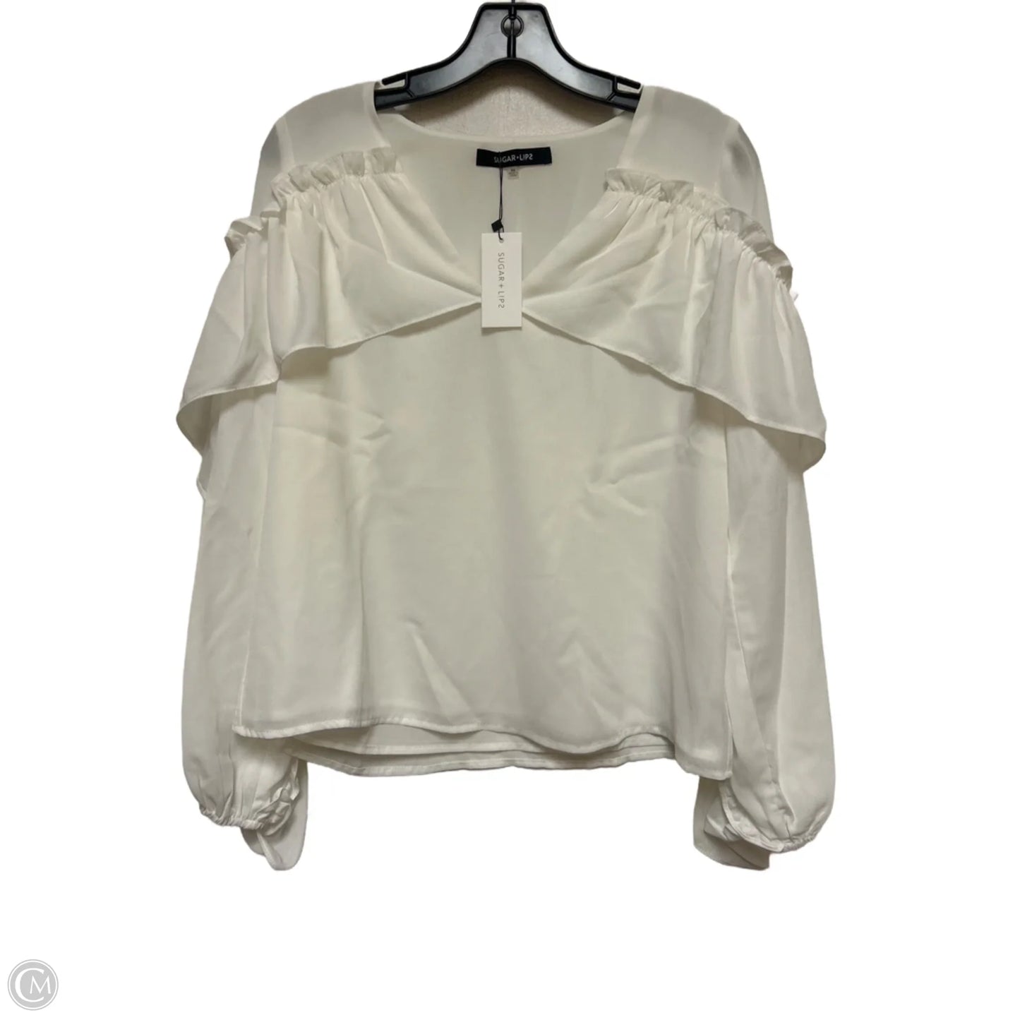 Top Long Sleeve By Sugar Lips In White, Size: Xs