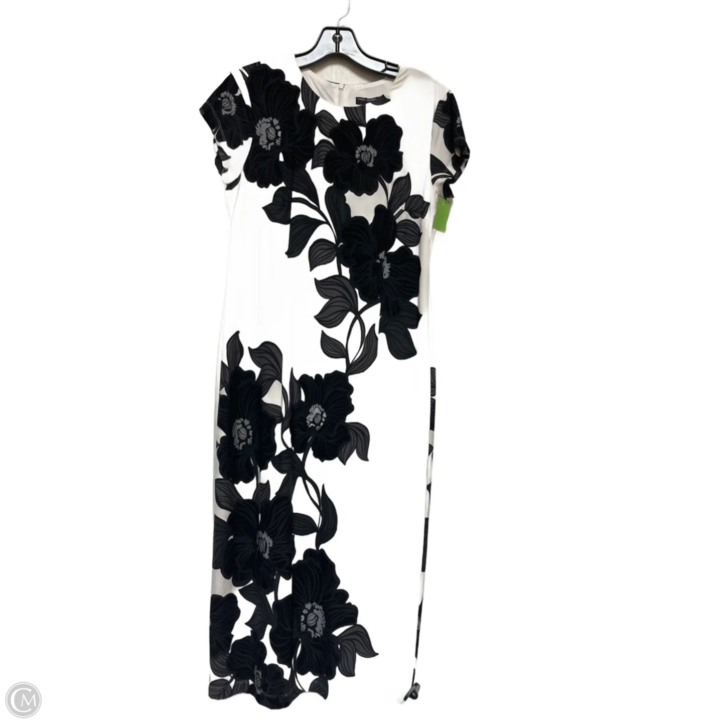 Dress Casual Midi By Maggy London In Grey & White, Size: M