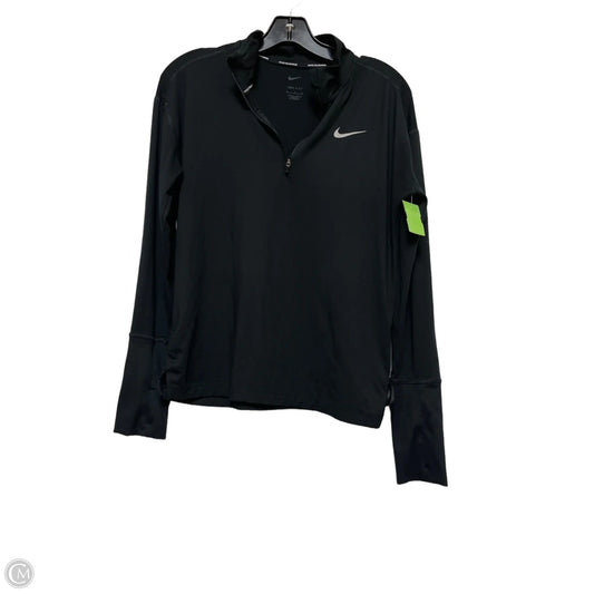 Athletic Top Long Sleeve Collar By Nike In Black, Size: S