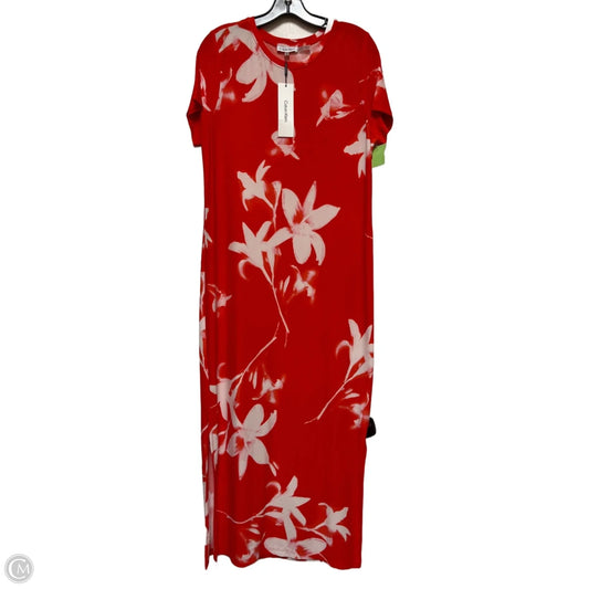 Dress Casual Maxi By Calvin Klein In Red & White, Size: M