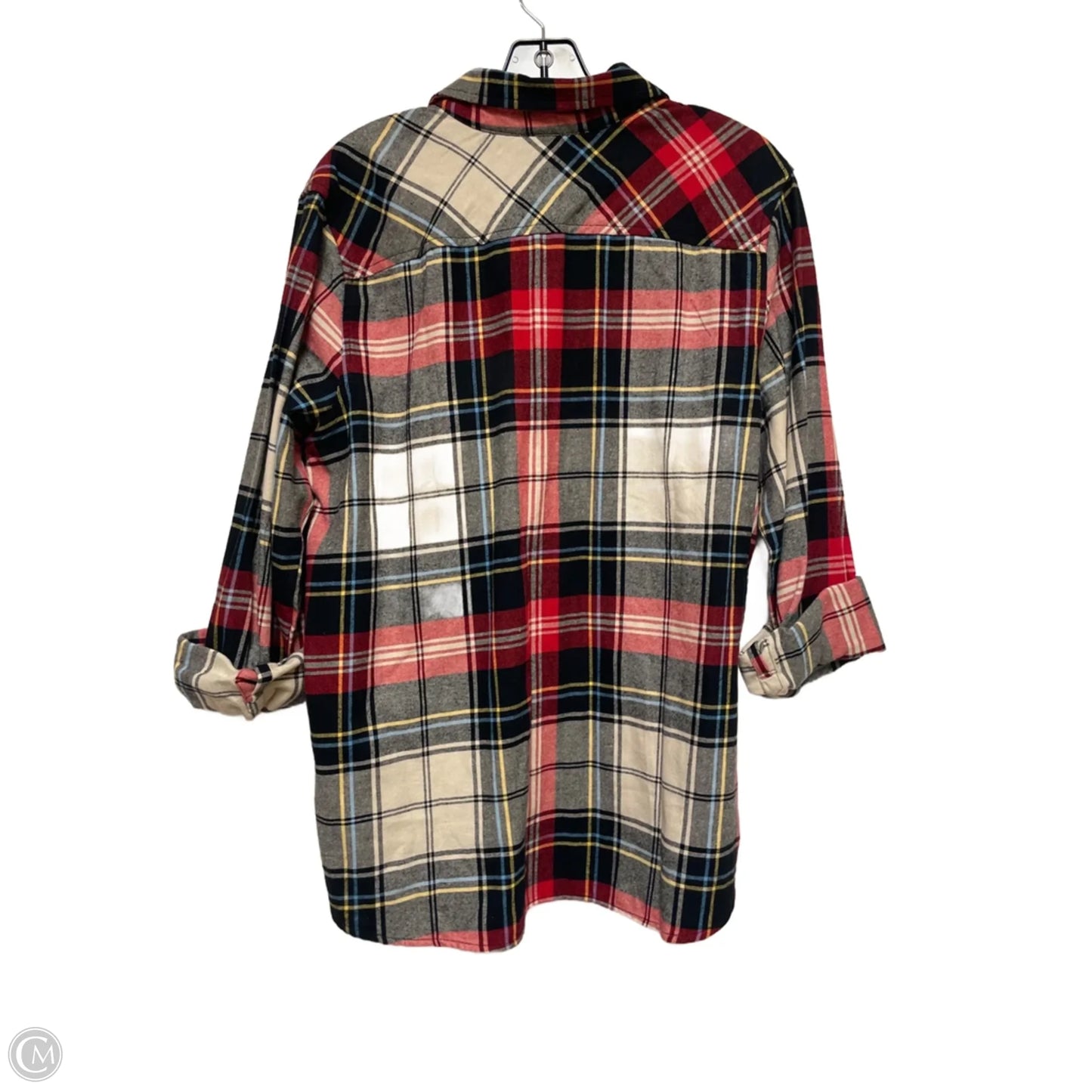 Top Long Sleeve By Natural Reflections In Plaid Pattern, Size: L