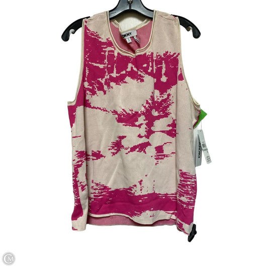 Top Sleeveless By Dkny In Cream & Pink, Size: 1x