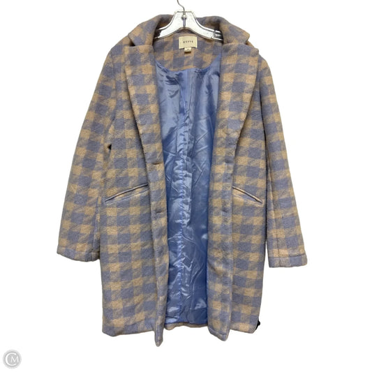 Coat Trench Coat By Hyfve In Blue & Cream, Size: M