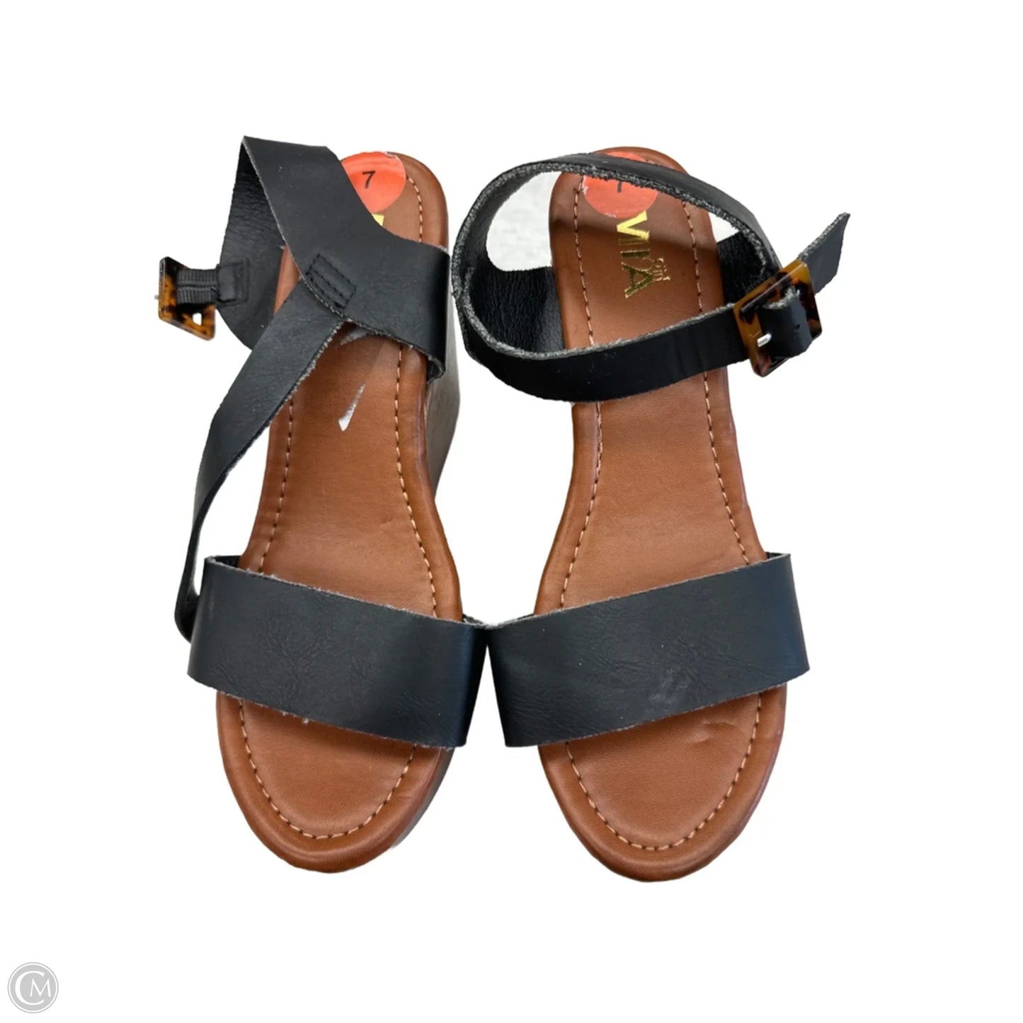 Sandals Heels Wedge By Mia In Black & Brown, Size: 7