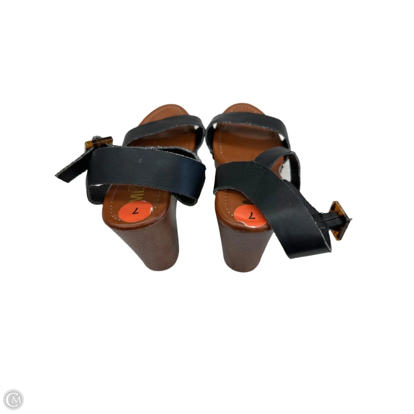 Sandals Heels Wedge By Mia In Black & Brown, Size: 7