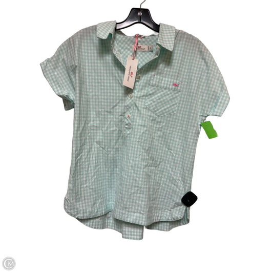 Top Short Sleeve By Vineyard Vines In Plaid Pattern, Size: M