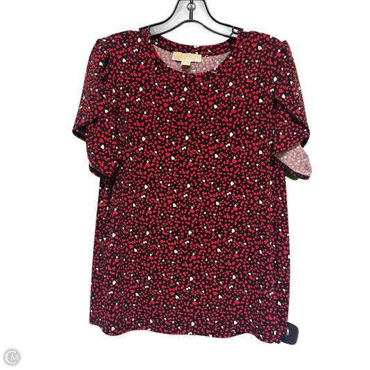 Top Short Sleeve By Michael By Michael Kors In Black & Red, Size: M