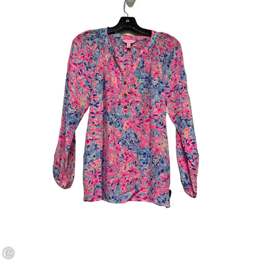 Top Long Sleeve Designer By Lilly Pulitzer In Pink & Purple, Size: M