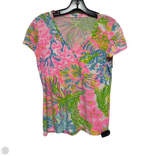 Top Short Sleeve Designer By Lilly Pulitzer In Tropical Print, Size: M