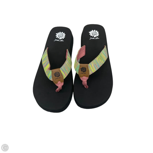 Sandals Flip Flops By Yellow Box In Striped Pattern, Size: 8.5