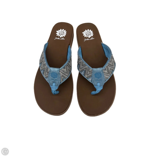 Sandals Flip Flops By Yellow Box In Blue & Silver, Size: 8.5