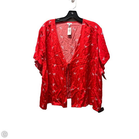 Top Short Sleeve By Aerie In Red & White, Size: Xl