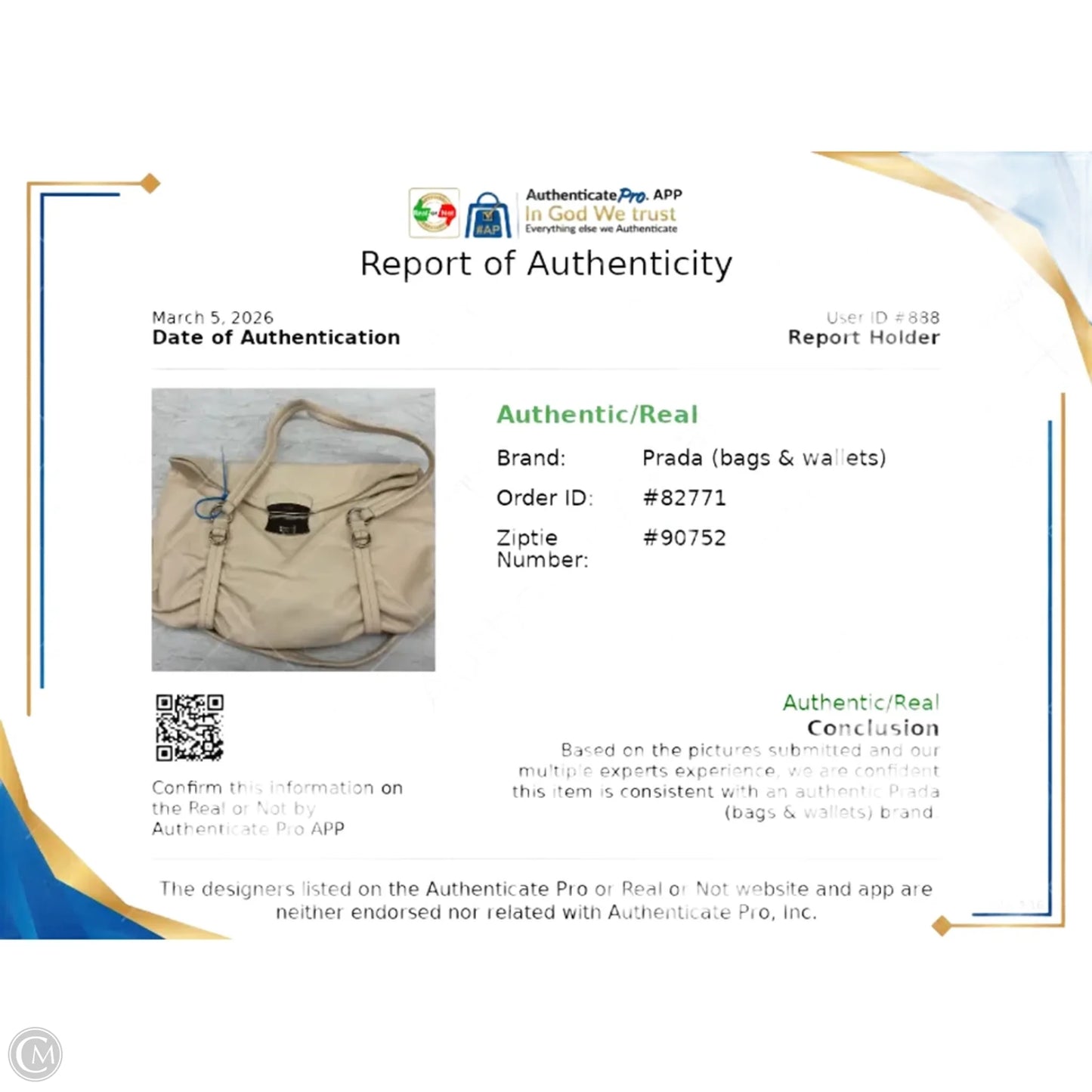 Handbag Luxury Designer By Prada, Size: Medium