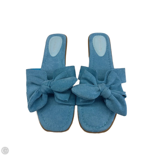 Sandals Flats By Top Moda In Blue, Size: 9