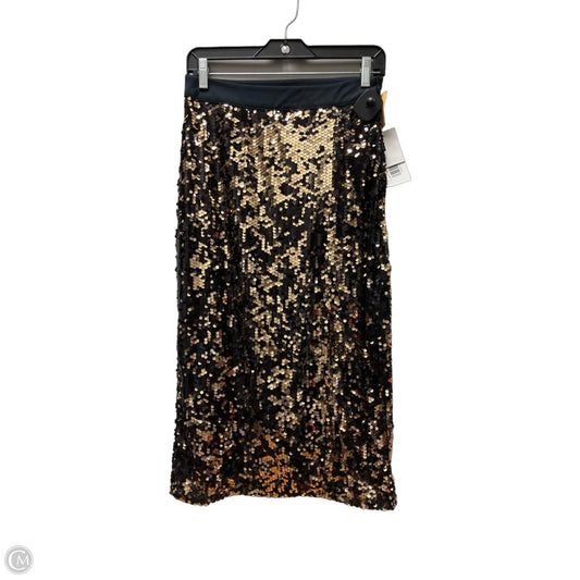 Skirt Midi By Just Fab In Black & Gold, Size: 4