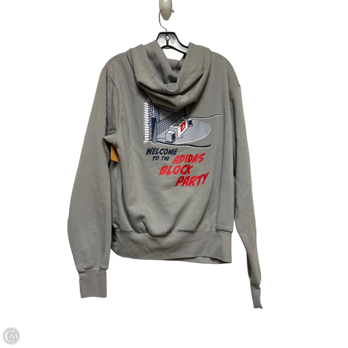 Athletic Sweatshirt Hoodie By Adidas In Grey, Size: M