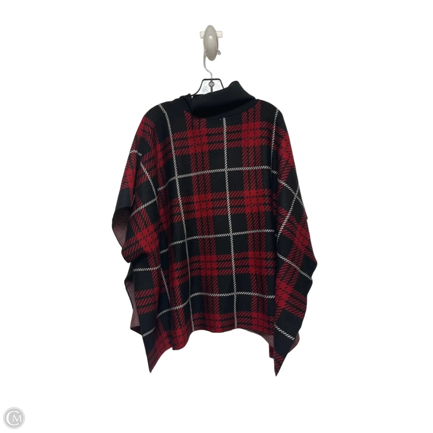 Poncho By Anne Klein In Black & Red, Size: M