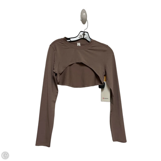 Athletic Top Long Sleeve Crewneck By Lululemon In Taupe, Size: 4