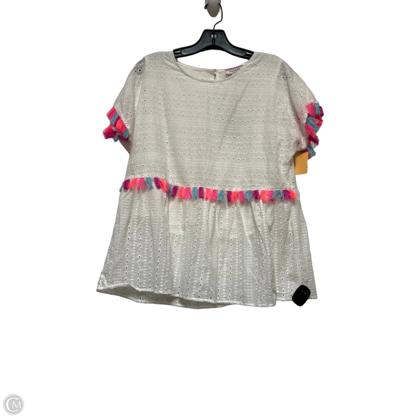 Top Short Sleeve By Clothes Mentor In Cream & Pink, Size: M