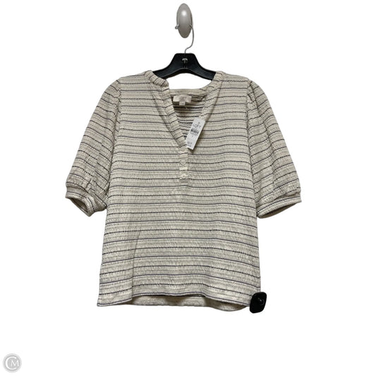 Top Short Sleeve By Loft In Black & Cream, Size: S