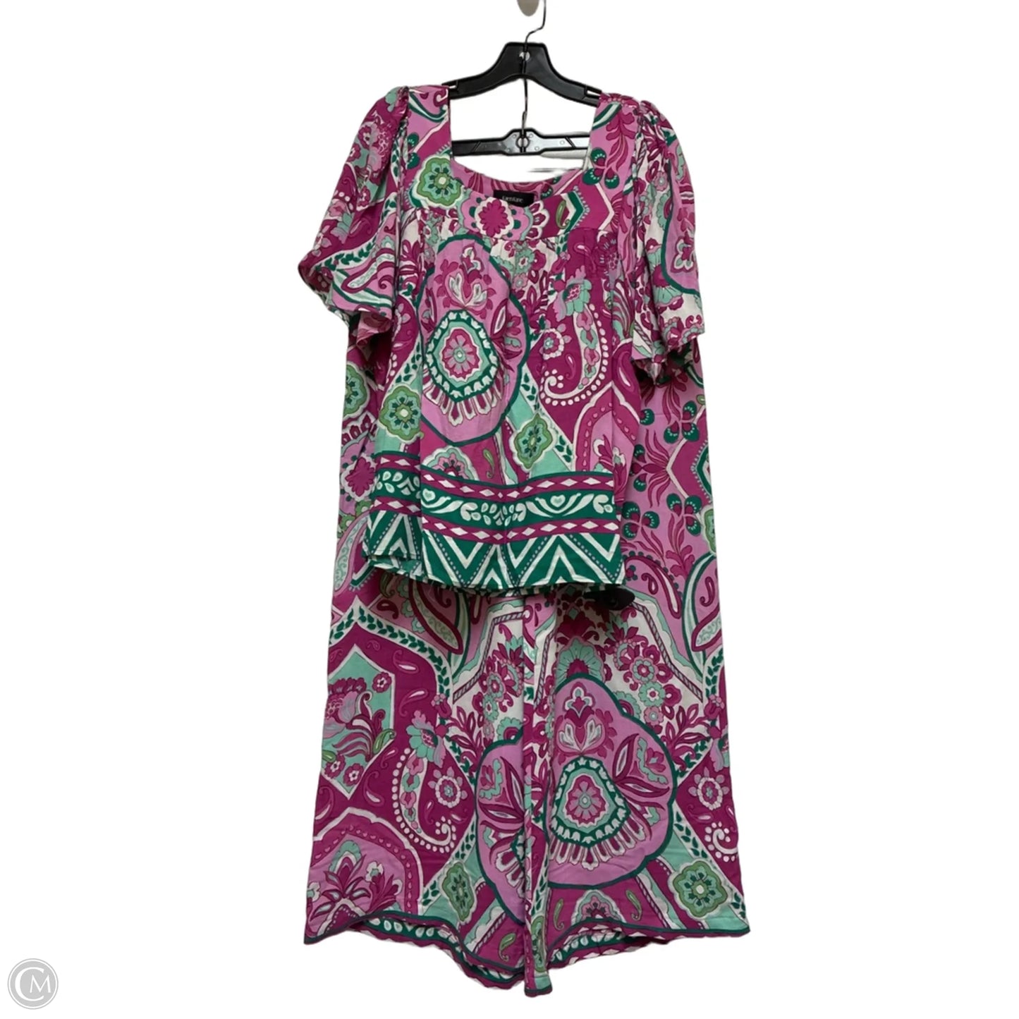 Pants Set 2pc By Karen Kane In Green & Purple, Size: 12