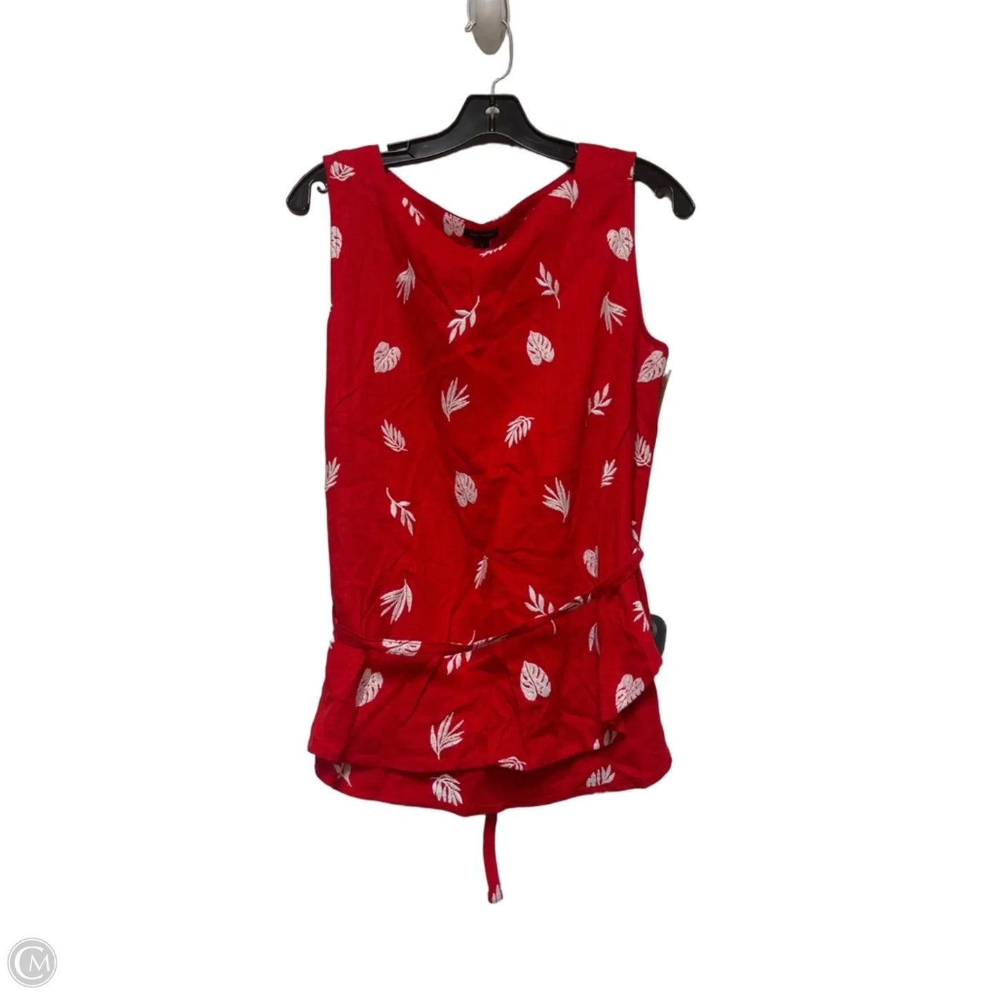 Top Sleeveless By Ann Taylor In Red & White, Size: L