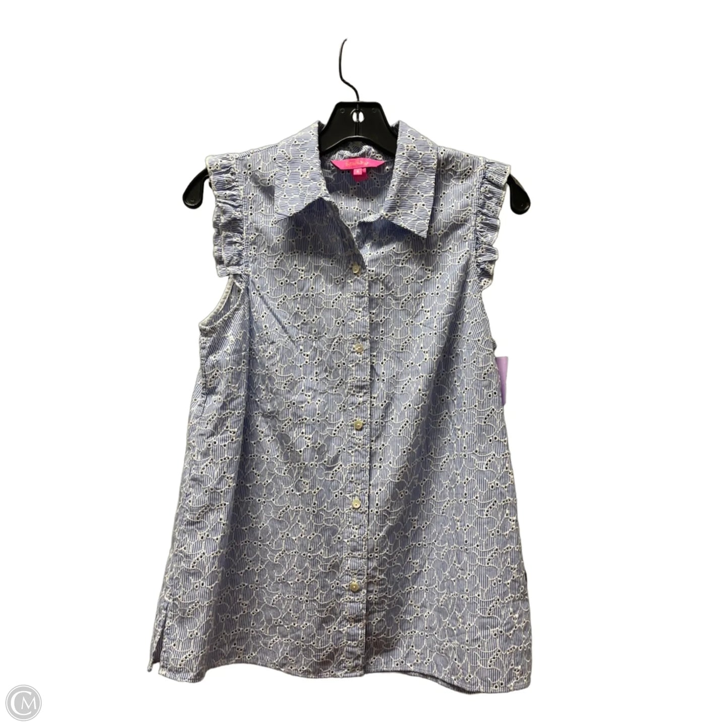 Top Sleeveless Designer By Lilly Pulitzer In Blue & White, Size: S