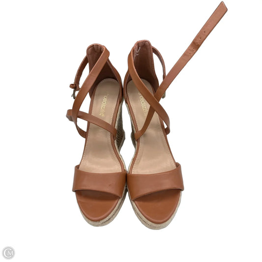 Sandals Heels Wedge By Shoedazzle In Tan, Size: 8.5