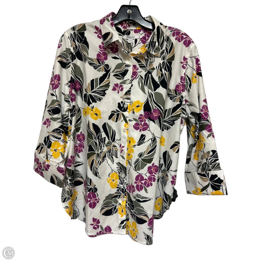 Top Long Sleeve By Chicos In Floral Print, Size: L