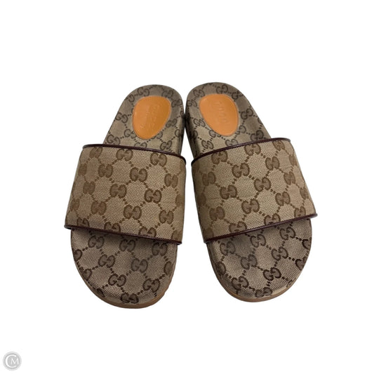 Sandals Luxury Designer By Gucci In Tan, Size: 6.5