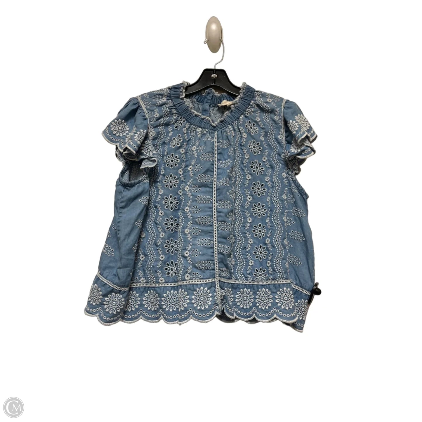 Top Short Sleeve By Clothes Mentor In Blue & White, Size: Xl