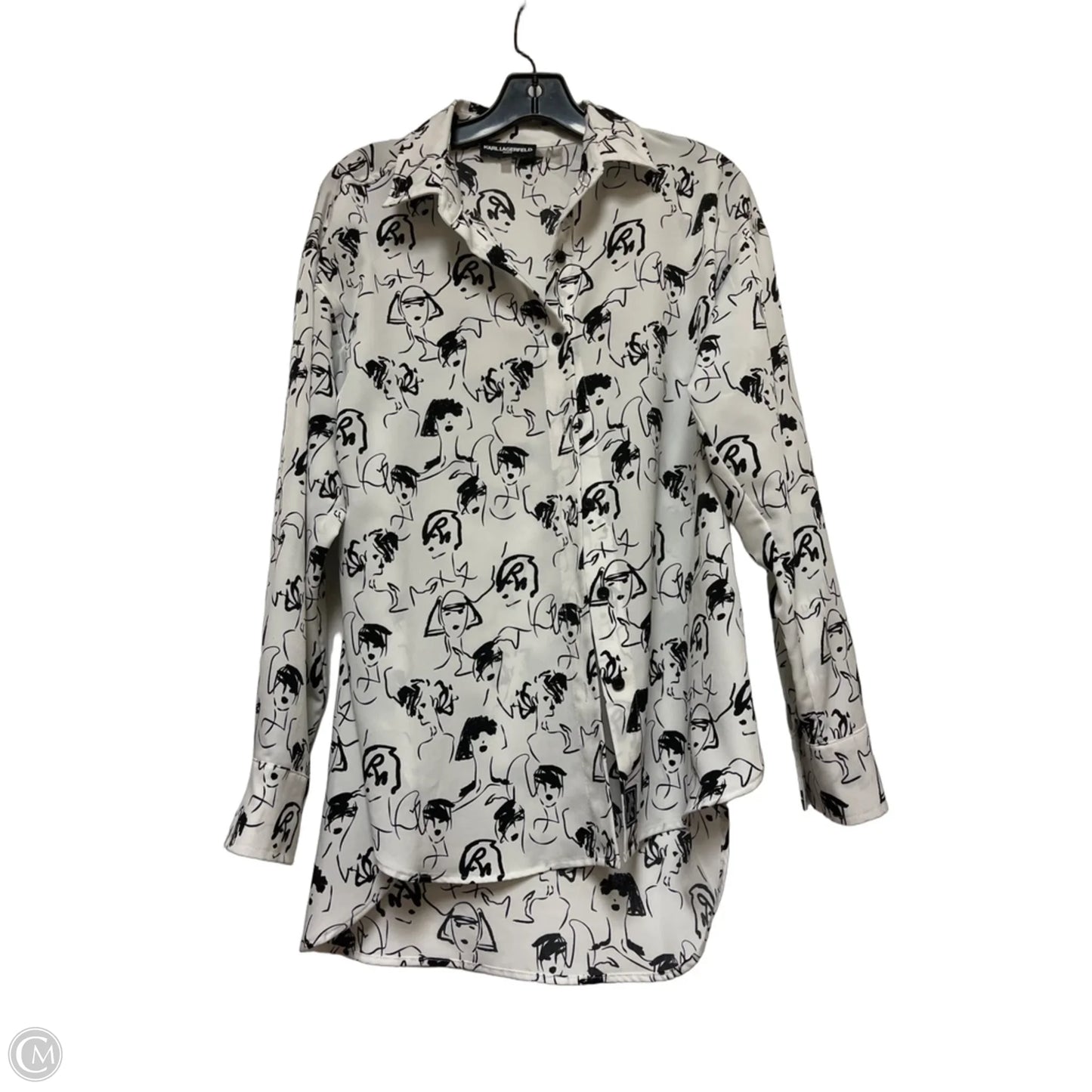 Top Long Sleeve Designer By Karl Lagerfeld In Black & White, Size: S