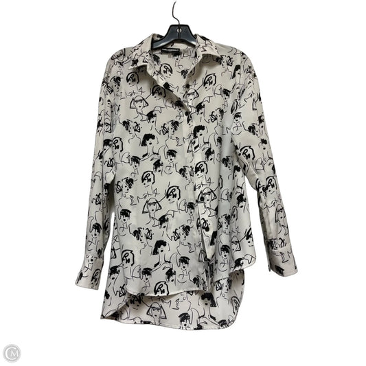Top Long Sleeve Designer By Karl Lagerfeld In Black & White, Size: S