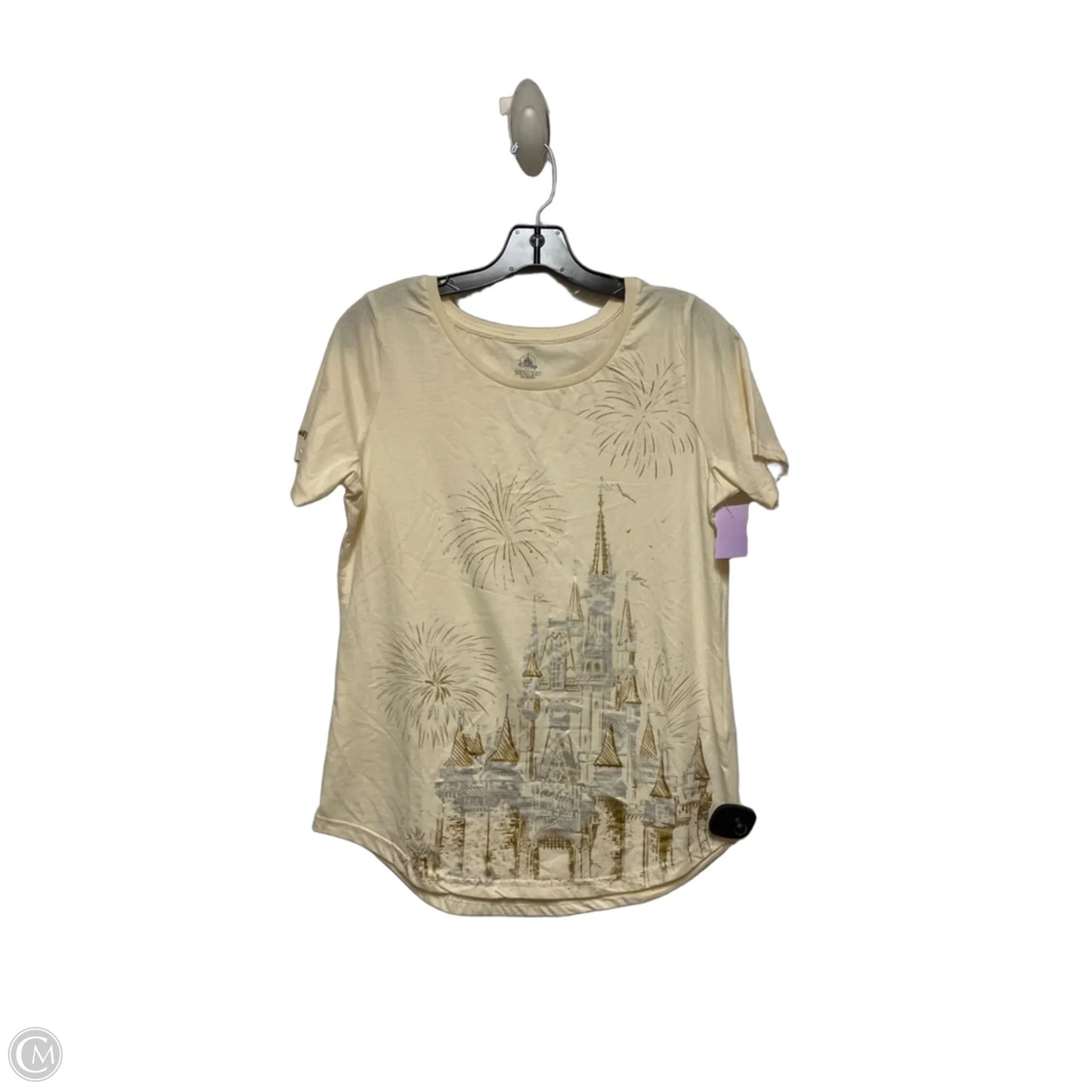 Top Short Sleeve Basic By Disney Store In Cream & Silver, Size: S
