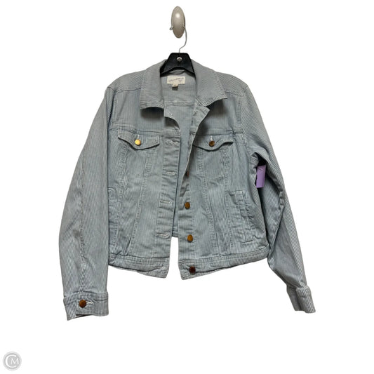 Jacket Denim By Universal Thread In Striped Pattern, Size: M