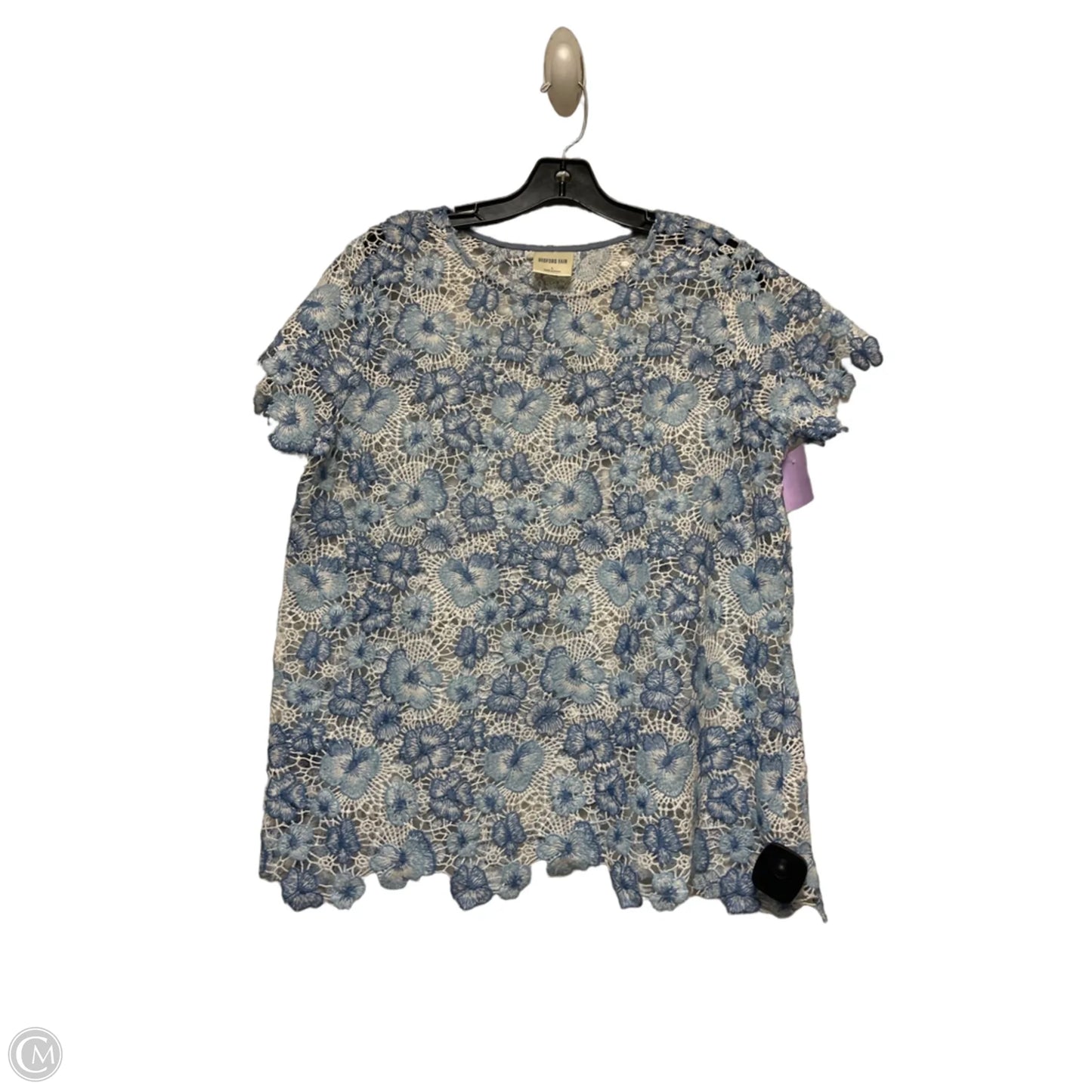 Top Short Sleeve By Clothes Mentor In Blue & White, Size: L