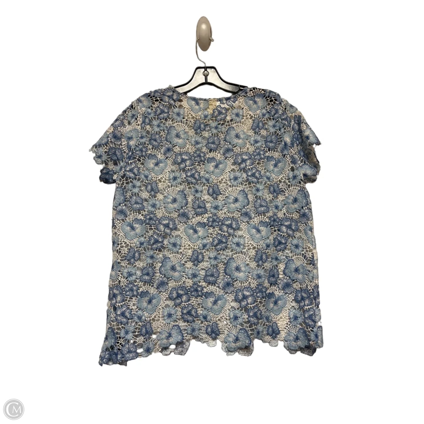 Top Short Sleeve By Clothes Mentor In Blue & White, Size: L