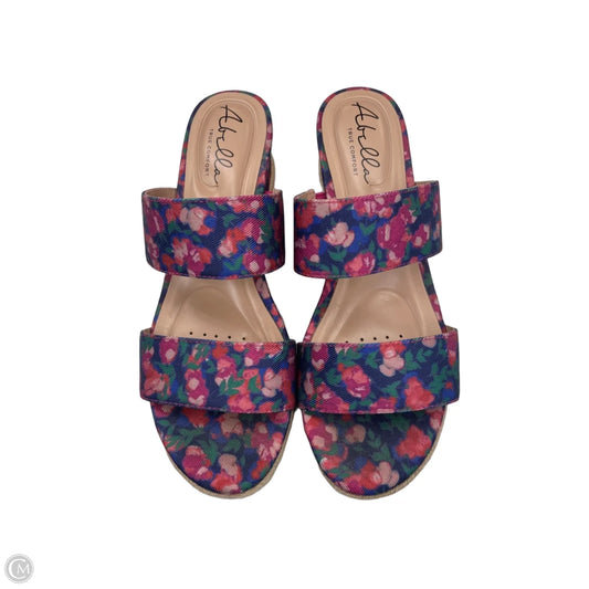 Sandals Heels Wedge By Abella In Floral Print, Size: 8