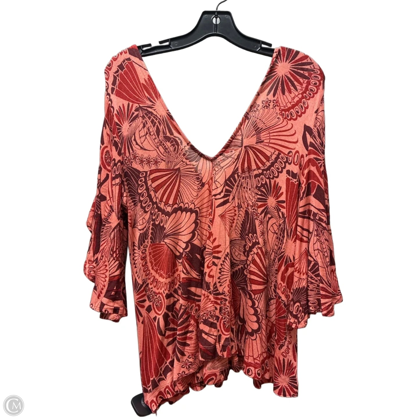 Top Short Sleeve By Free People In Orange & Red, Size: S