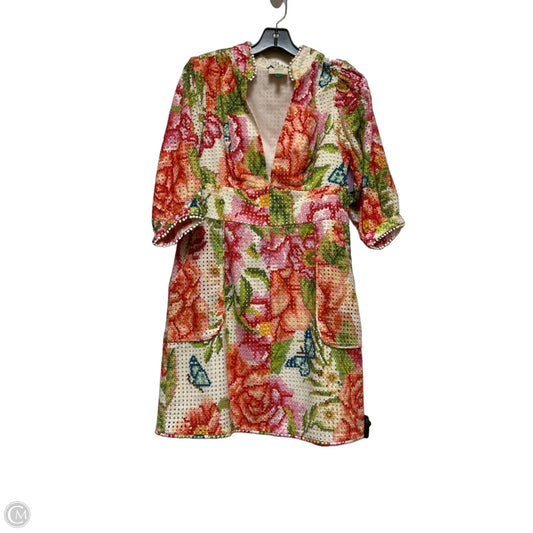 Dress Casual Short By Farm Rio In Green & Orange, Size: L