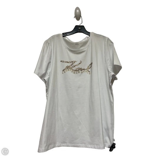 Top Short Sleeve Designer By Karl Lagerfeld In White, Size: Xl