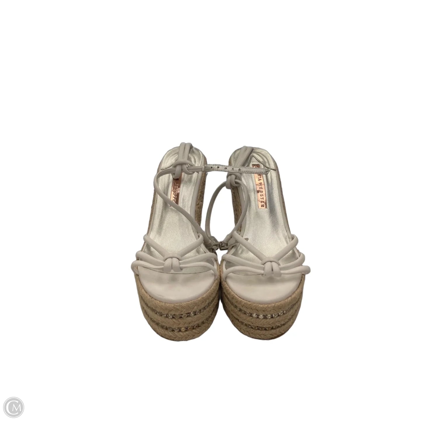 Sandals Heels Wedge By Clothes Mentor In Tan & White, Size: 8