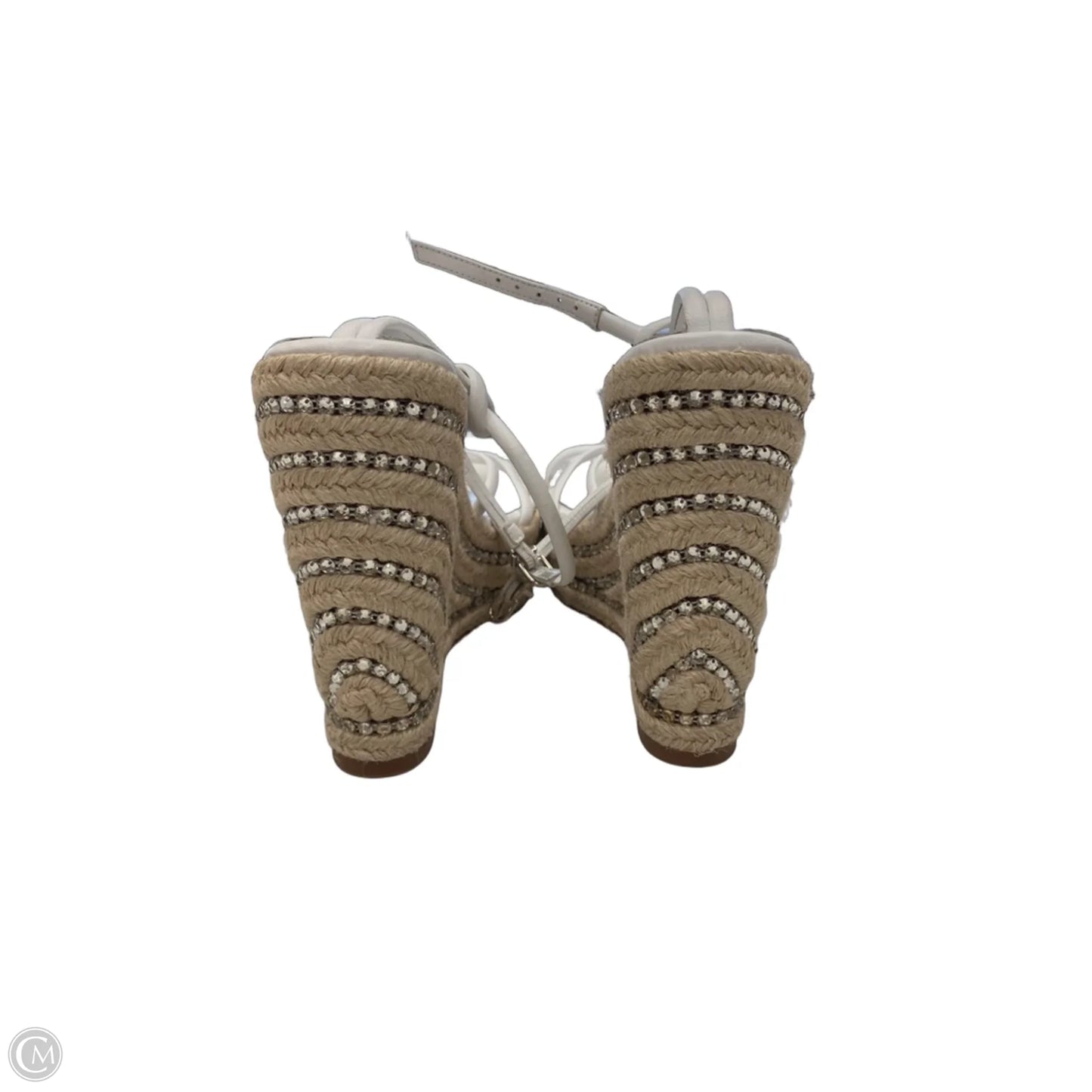 Sandals Heels Wedge By Clothes Mentor In Tan & White, Size: 8