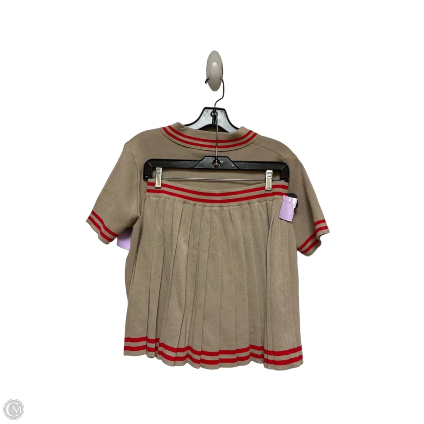 Skirt Set 2pc By Micas In Red & Tan, Size: 12