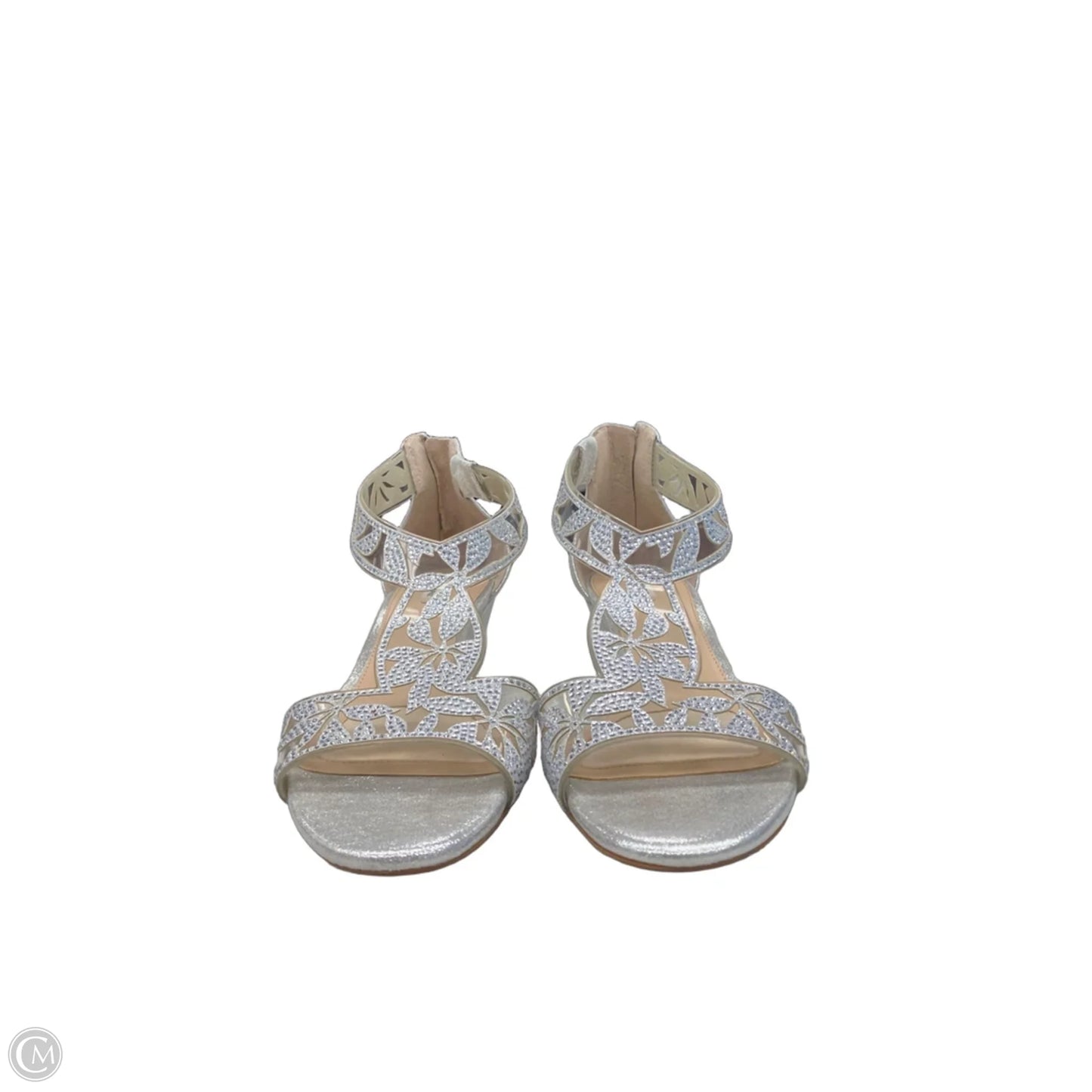 Sandals Heels Wedge By Alex Marie In Silver, Size: 8.5